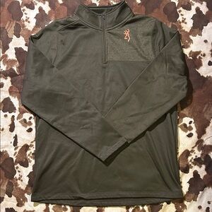 Browning Green Quarter Zip Fleece Lined Pullover L